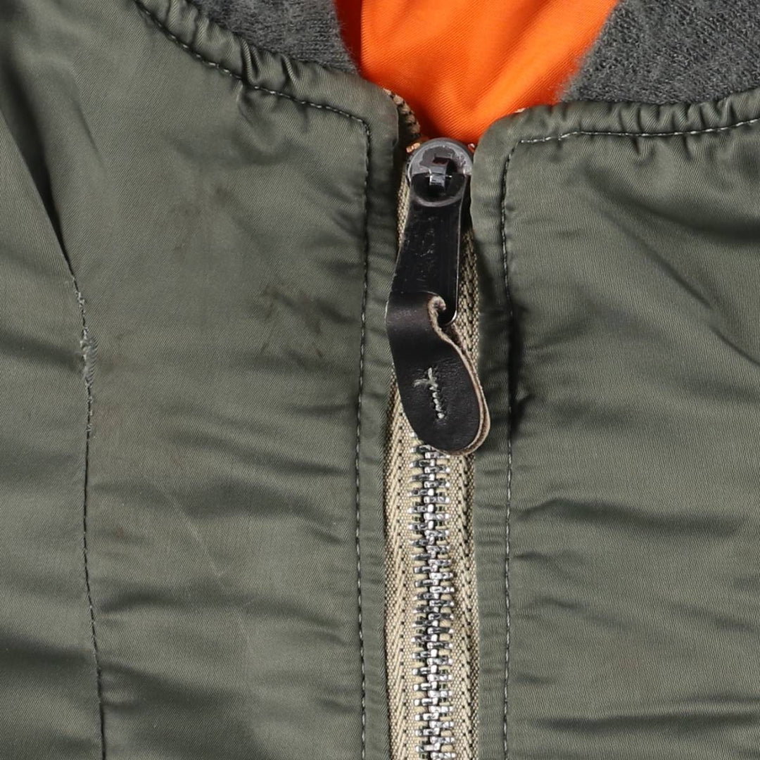 80'S Civilian Alpha ALPHA MA-1 Type Military Flight Jacket Men's XL Vintage unclear Khaki type Vintage Second Hand