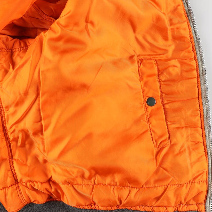 80'S Civilian Alpha ALPHA MA-1 Type Military Flight Jacket Men's XL Vintage unclear Khaki type Vintage Second Hand