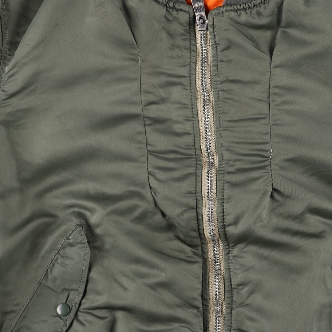 80'S Civilian Alpha ALPHA MA-1 Type Military Flight Jacket Men's XL Vintage unclear Khaki type Vintage Second Hand