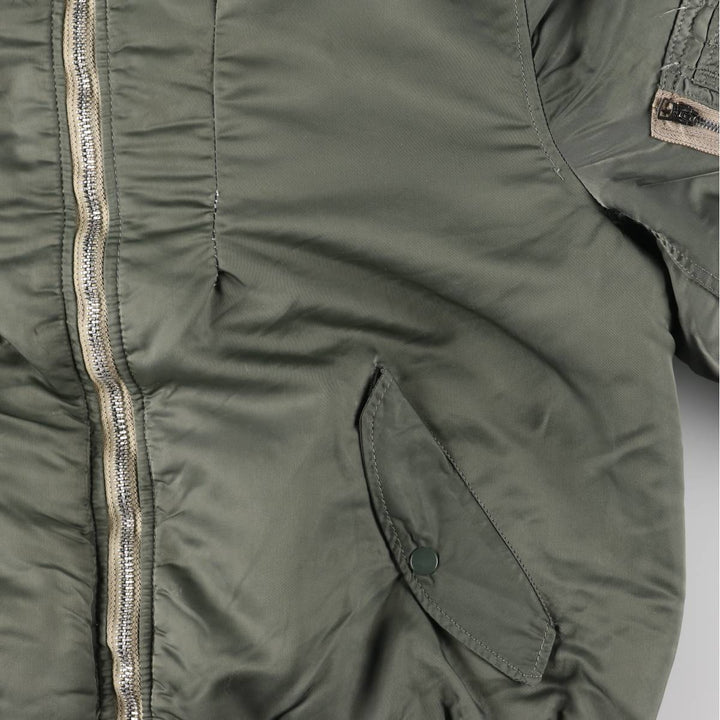 80'S Civilian Alpha ALPHA MA-1 Type Military Flight Jacket Men's XL Vintage unclear Khaki type Vintage Second Hand