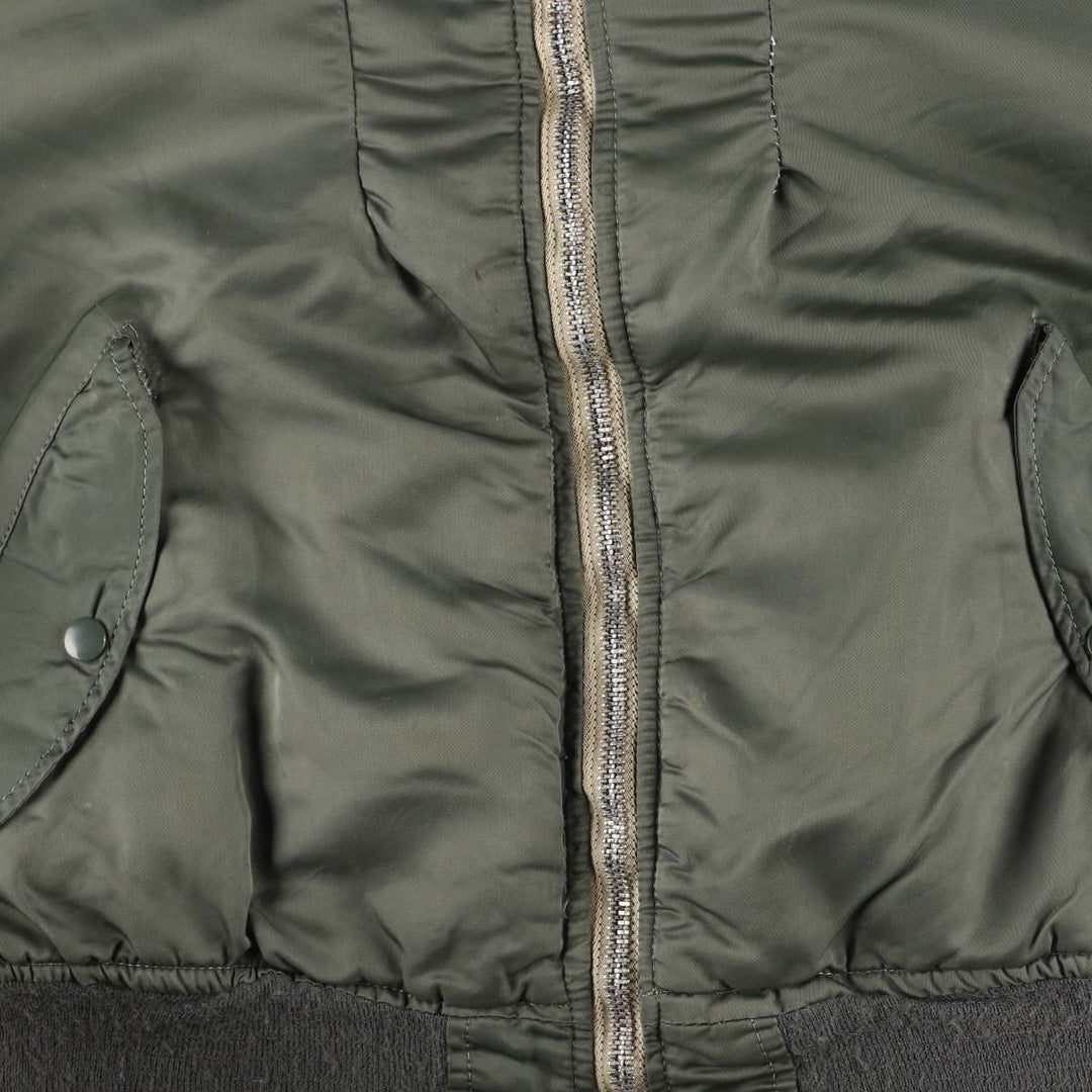 80'S Civilian Alpha ALPHA MA-1 Type Military Flight Jacket Men's XL Vintage unclear Khaki type Vintage Second Hand