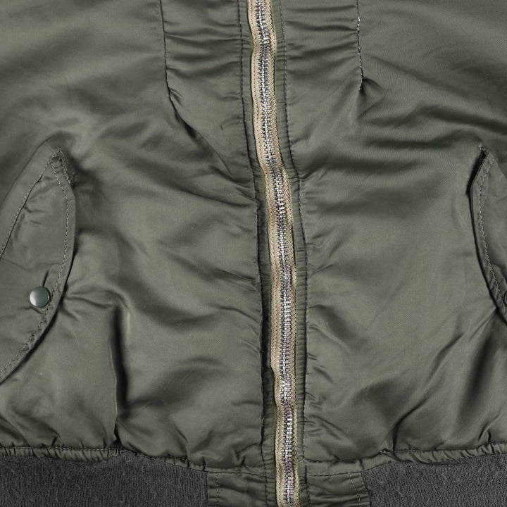 80'S Civilian Alpha ALPHA MA-1 Type Military Flight Jacket Men's XL Vintage unclear Khaki type Vintage Second Hand