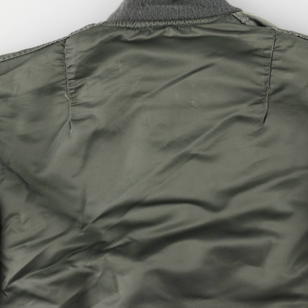 80'S Civilian Alpha ALPHA MA-1 Type Military Flight Jacket Men's XL Vintage unclear Khaki type Vintage Second Hand
