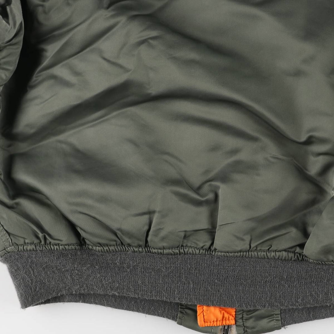 80'S Civilian Alpha ALPHA MA-1 Type Military Flight Jacket Men's XL Vintage unclear Khaki type Vintage Second Hand