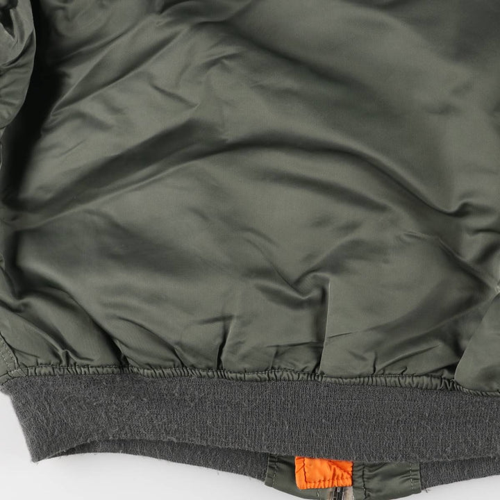 80'S Civilian Alpha ALPHA MA-1 Type Military Flight Jacket Men's XL Vintage unclear Khaki type Vintage Second Hand