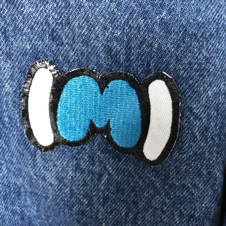 90'S POLO by Ralph Lauren Floral Custom Denim Swing Top Sports Jacket Made in USA Men's L size unclear blue type Vintage Second Hand