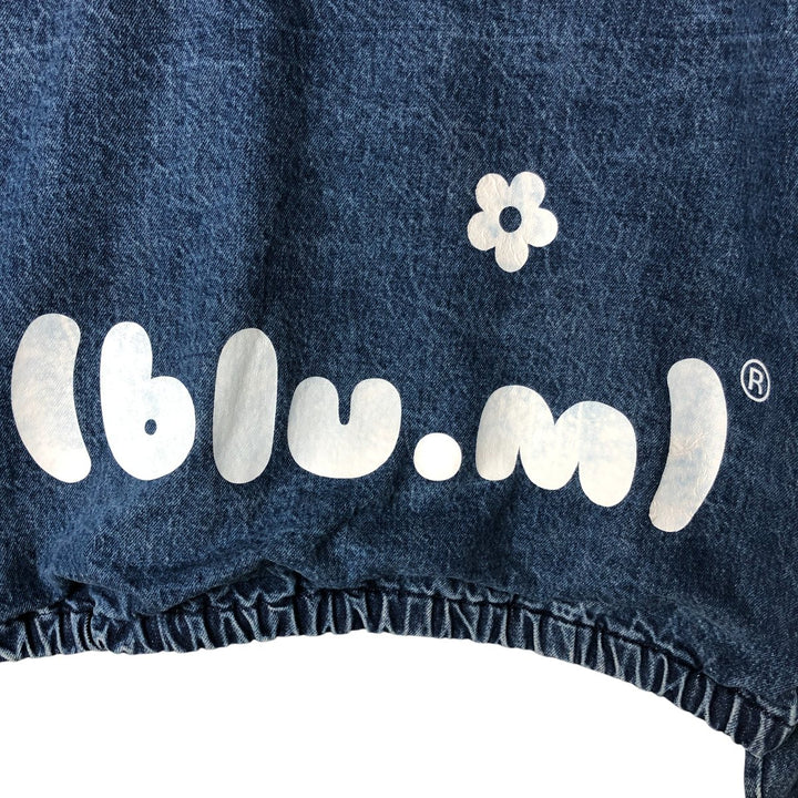 90'S POLO by Ralph Lauren Floral Custom Denim Swing Top Sports Jacket Made in USA Men's L size unclear blue type Vintage Second Hand