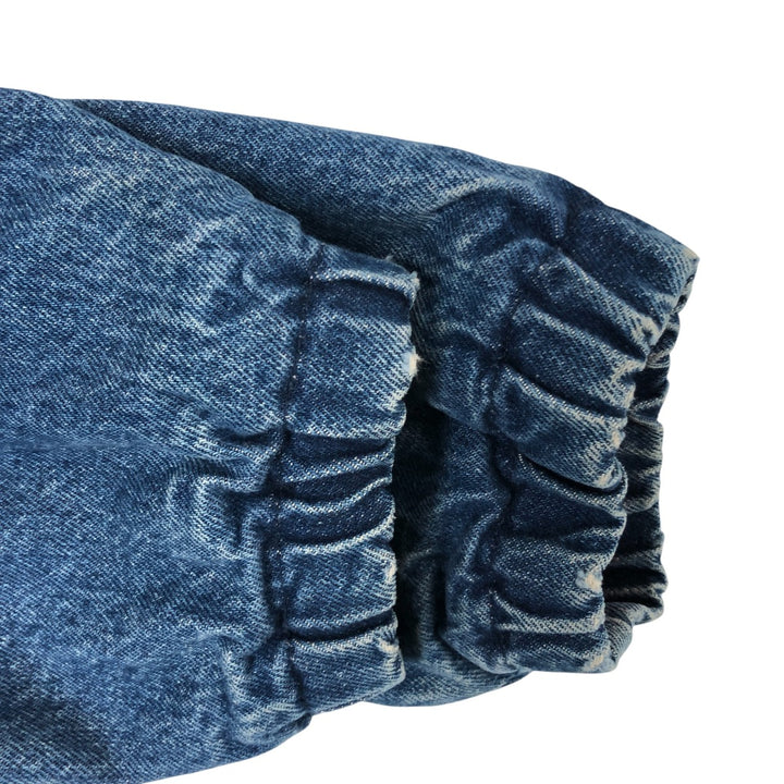 90'S POLO by Ralph Lauren Floral Custom Denim Swing Top Sports Jacket Made in USA Men's L size unclear blue type Vintage Second Hand