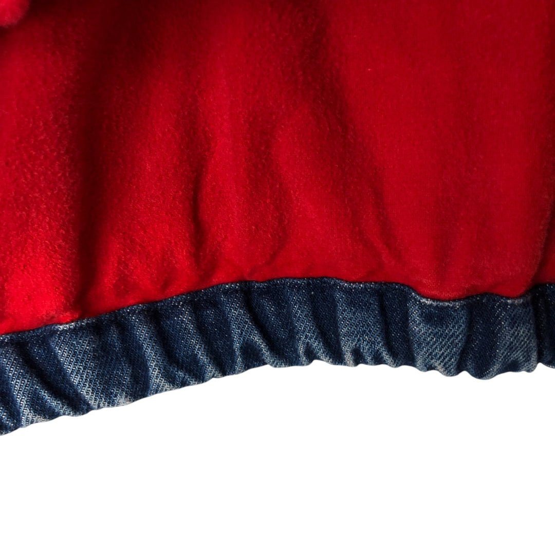 90'S POLO by Ralph Lauren Floral Custom Denim Swing Top Sports Jacket Made in USA Men's L size unclear blue type Vintage Second Hand