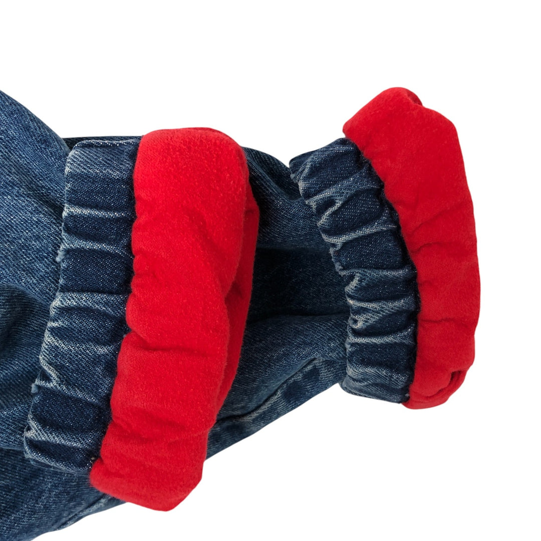 90'S POLO by Ralph Lauren Floral Custom Denim Swing Top Sports Jacket Made in USA Men's L size unclear blue type Vintage Second Hand