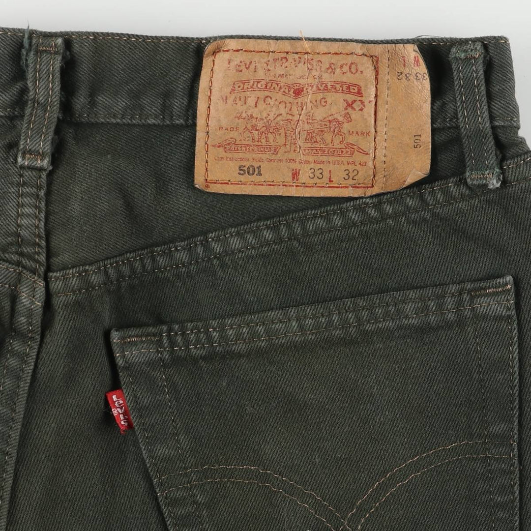 90'S Levi's 501-1632 Straight Denim Pants Made in USA Men's W31 Vintage cotton Green type dark green Vintage Second Hand