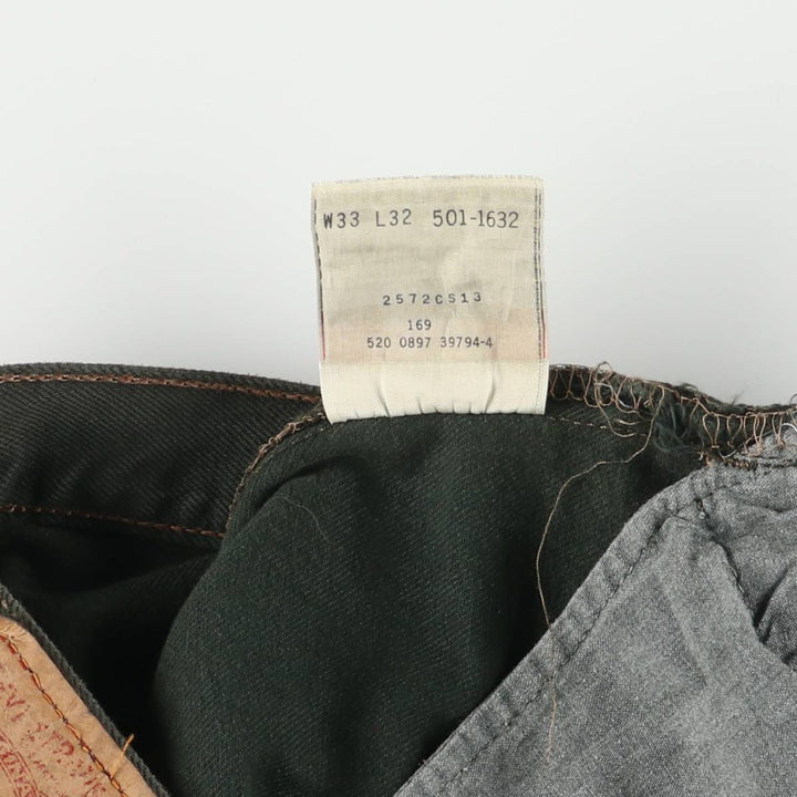 90'S Levi's 501-1632 Straight Denim Pants Made in USA Men's W31 Vintage cotton Green type dark green Vintage Second Hand