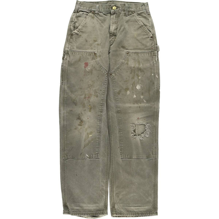 00'S Carhartt Dungaree Fit Painted Double Knee Duck Painter Pants Men's W30 equivalent cotton Khaki type Vintage Second Hand
