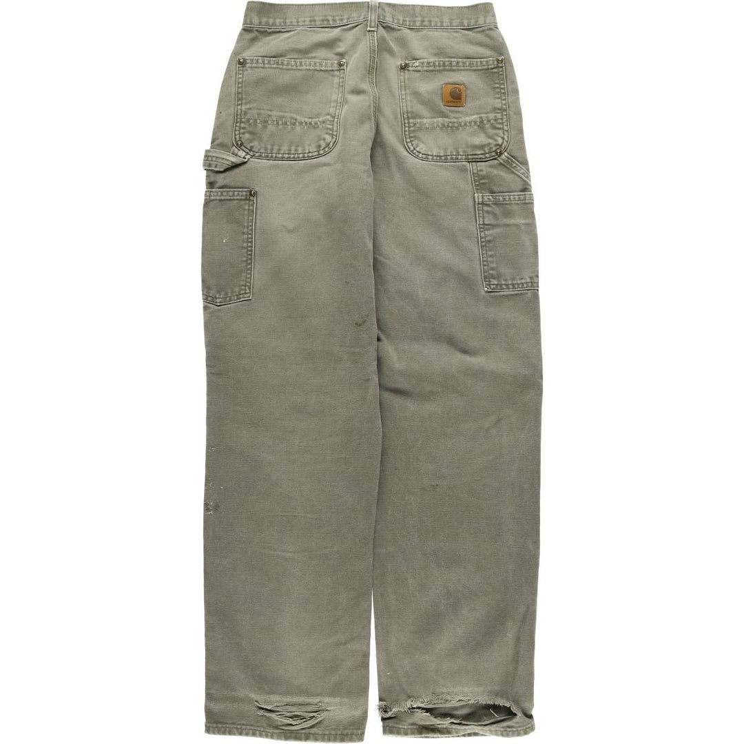 00'S Carhartt Dungaree Fit Painted Double Knee Duck Painter Pants Men's W30 equivalent cotton Khaki type Vintage Second Hand