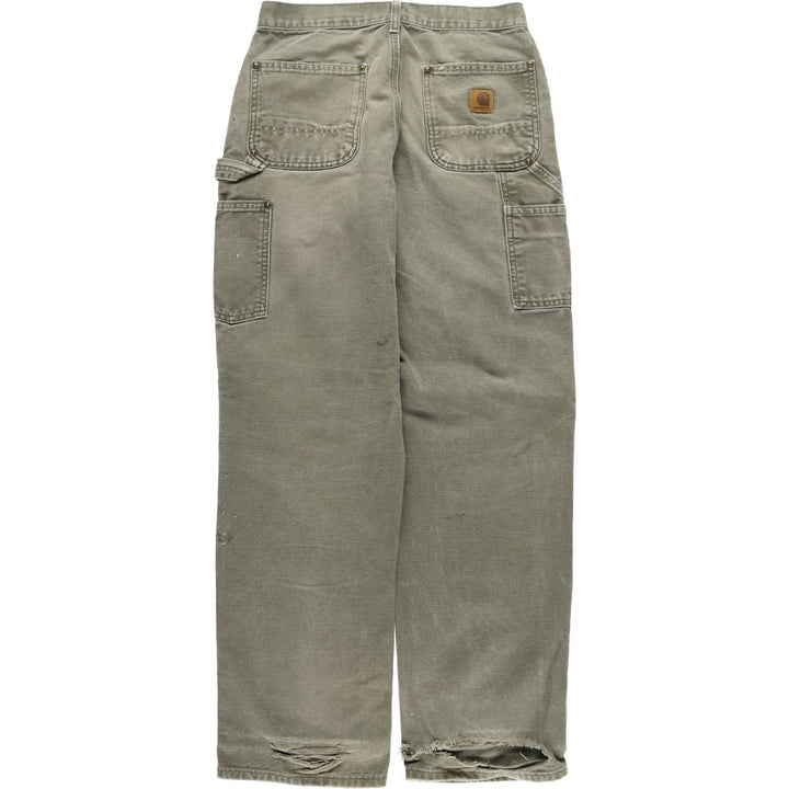 00'S Carhartt Dungaree Fit Painted Double Knee Duck Painter Pants Men's W30 equivalent cotton Khaki type Vintage Second Hand