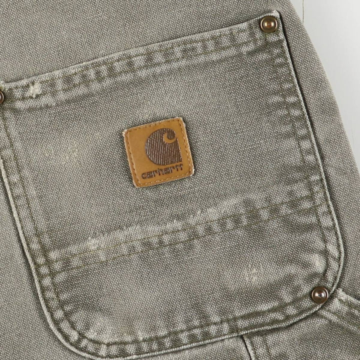 00'S Carhartt Dungaree Fit Painted Double Knee Duck Painter Pants Men's W30 equivalent cotton Khaki type Vintage Second Hand