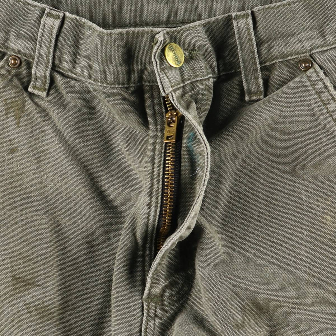 00'S Carhartt Dungaree Fit Painted Double Knee Duck Painter Pants Men's W30 equivalent cotton Khaki type Vintage Second Hand
