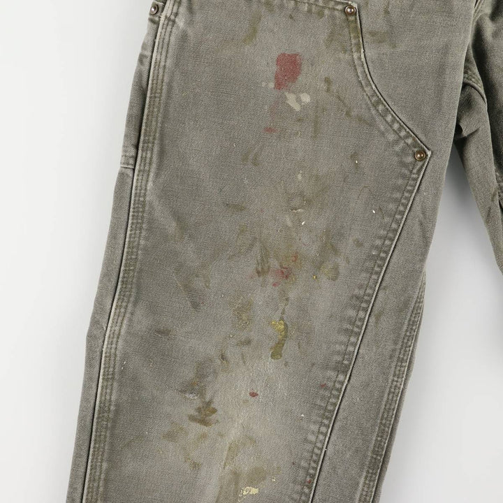 00'S Carhartt Dungaree Fit Painted Double Knee Duck Painter Pants Men's W30 equivalent cotton Khaki type Vintage Second Hand