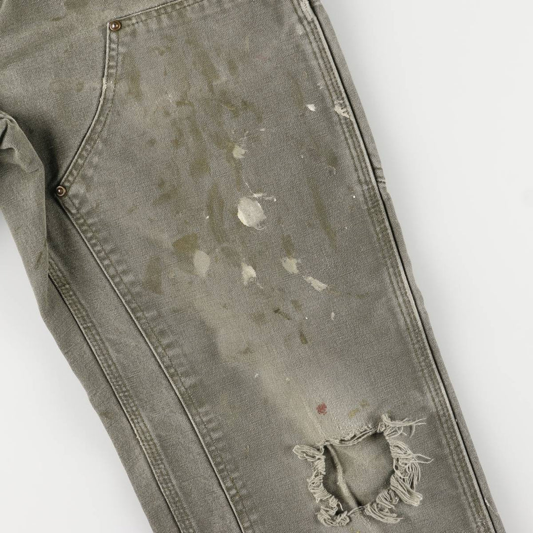 00'S Carhartt Dungaree Fit Painted Double Knee Duck Painter Pants Men's W30 equivalent cotton Khaki type Vintage Second Hand