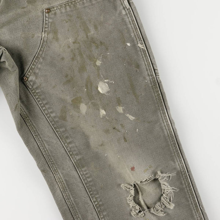 00'S Carhartt Dungaree Fit Painted Double Knee Duck Painter Pants Men's W30 equivalent cotton Khaki type Vintage Second Hand