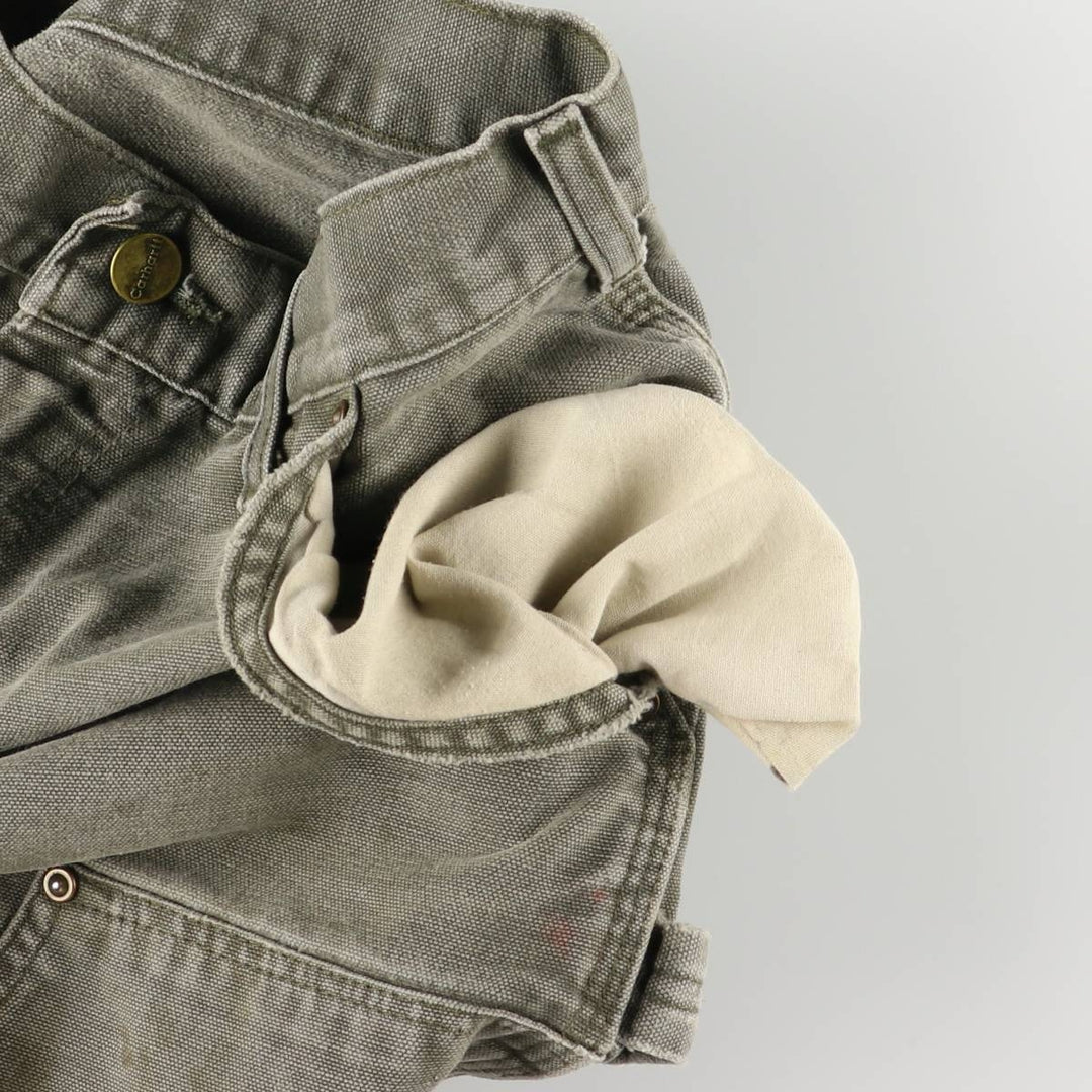 00'S Carhartt Dungaree Fit Painted Double Knee Duck Painter Pants Men's W30 equivalent cotton Khaki type Vintage Second Hand