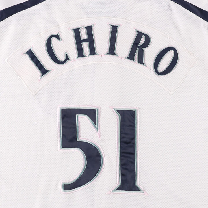00'S Nike Seattle Mariners TEAM ICHIRO Ichiro Game Shirt Baseball Shirt Men's L size polyester white type Vintage Second Hand