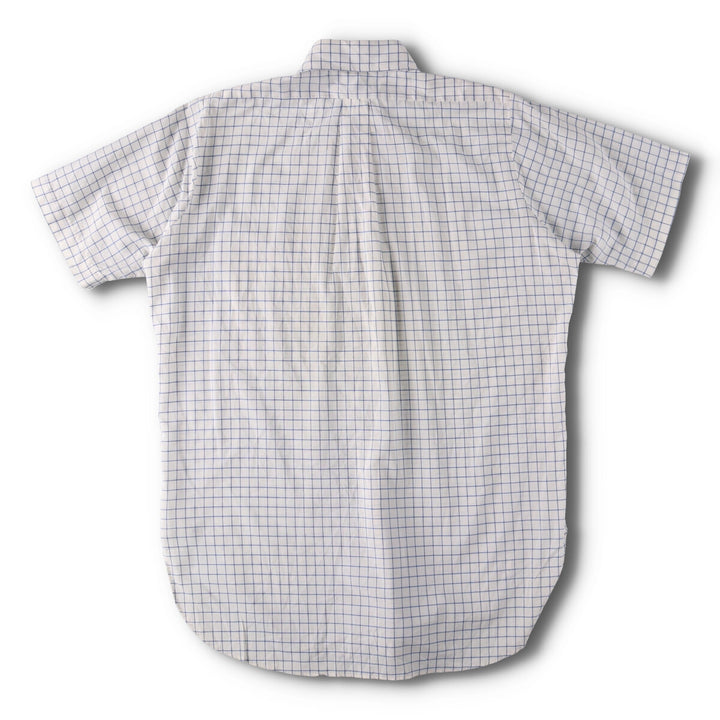 70'S Brooks Brothers 6-Button Check Pattern Button-Down Short Sleeve Cotton x Polyester Check Shirt Men's M cotton blue type Vintage Second Hand