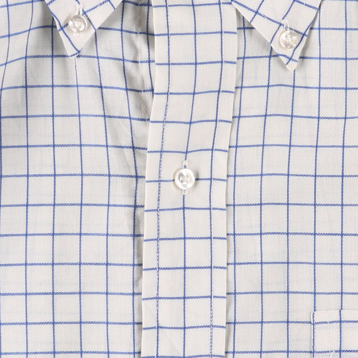 70'S Brooks Brothers 6-Button Check Pattern Button-Down Short Sleeve Cotton x Polyester Check Shirt Men's M cotton blue type Vintage Second Hand