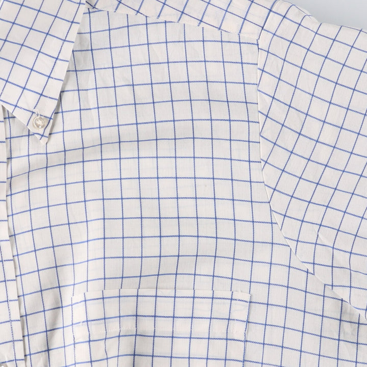 70'S Brooks Brothers 6-Button Check Pattern Button-Down Short Sleeve Cotton x Polyester Check Shirt Men's M cotton blue type Vintage Second Hand