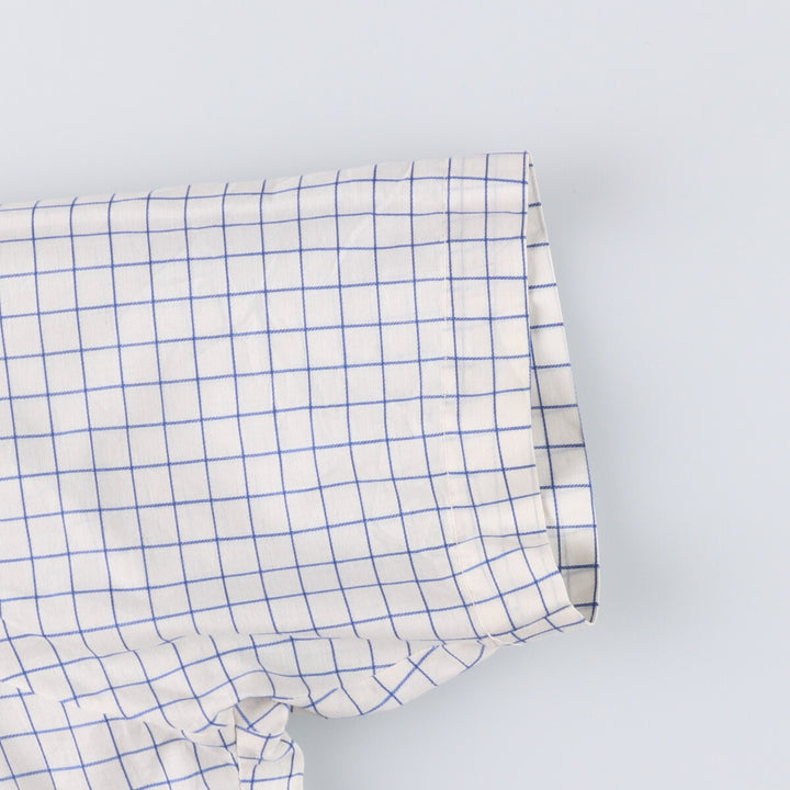70'S Brooks Brothers 6-Button Check Pattern Button-Down Short Sleeve Cotton x Polyester Check Shirt Men's M cotton blue type Vintage Second Hand