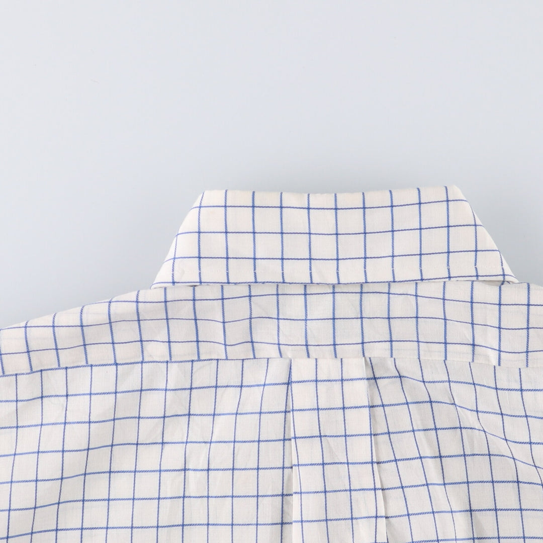 70'S Brooks Brothers 6-Button Check Pattern Button-Down Short Sleeve Cotton x Polyester Check Shirt Men's M cotton blue type Vintage Second Hand