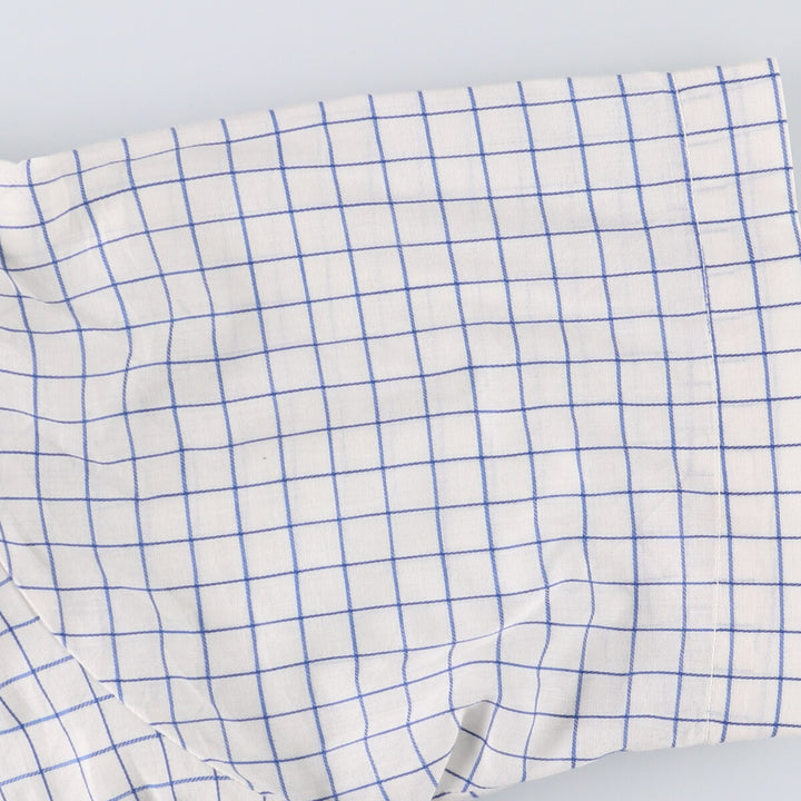 70'S Brooks Brothers 6-Button Check Pattern Button-Down Short Sleeve Cotton x Polyester Check Shirt Men's M cotton blue type Vintage Second Hand