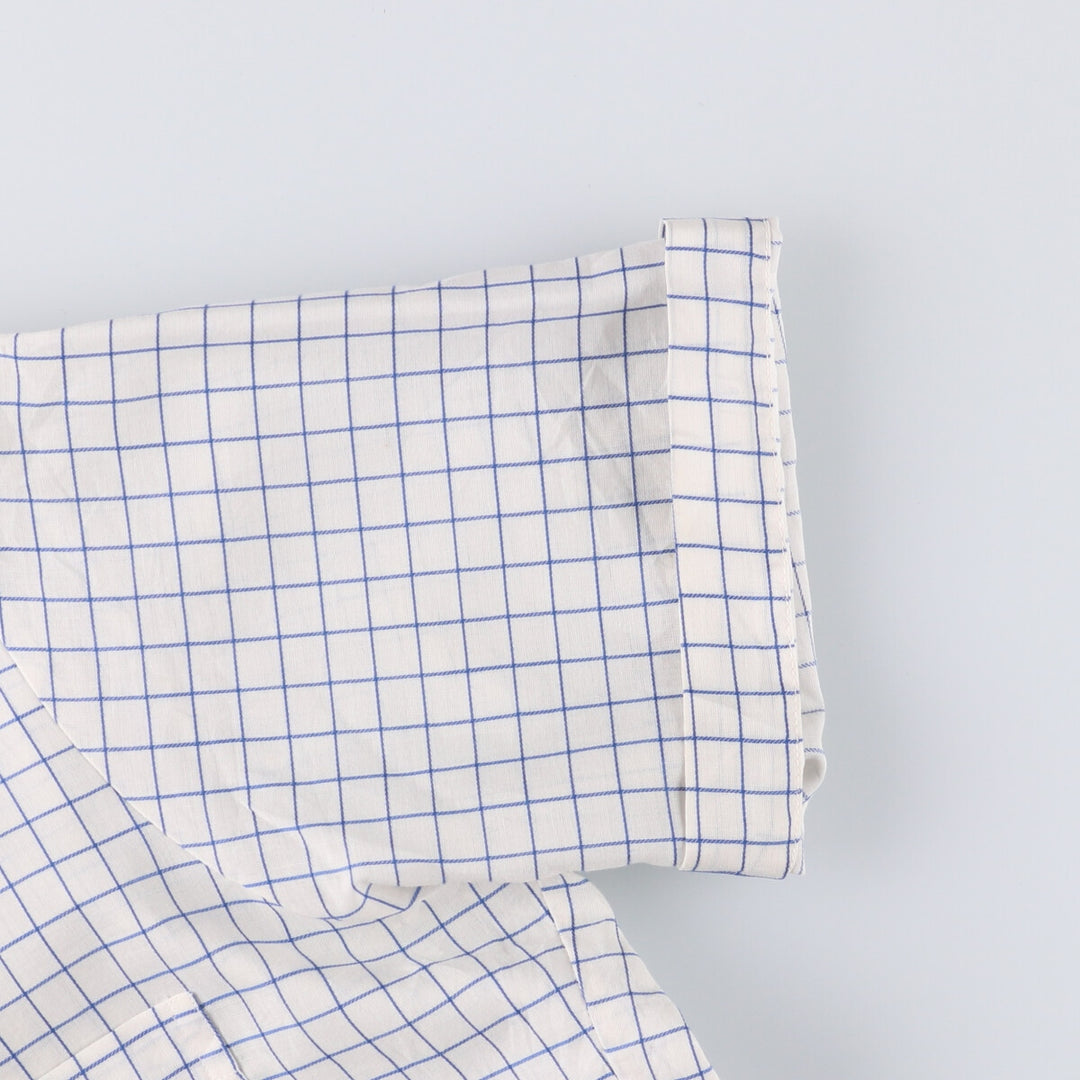 70'S Brooks Brothers 6-Button Check Pattern Button-Down Short Sleeve Cotton x Polyester Check Shirt Men's M cotton blue type Vintage Second Hand