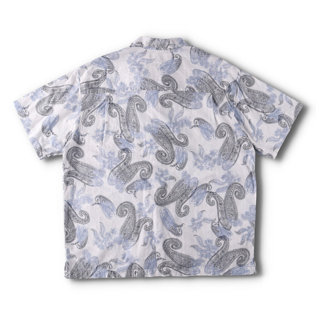 90'S Ralph Lauren CHAPS Paisley Pattern Short Sleeve Open Collar Cotton Shirt Box Shirt Men's XXL cotton white type Vintage Second Hand