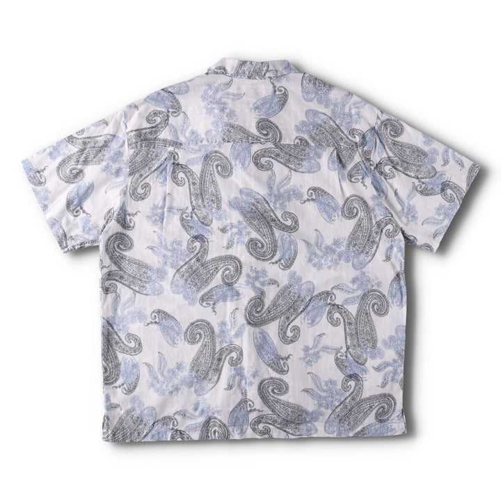90'S Ralph Lauren CHAPS Paisley Pattern Short Sleeve Open Collar Cotton Shirt Box Shirt Men's XXL cotton white type Vintage Second Hand