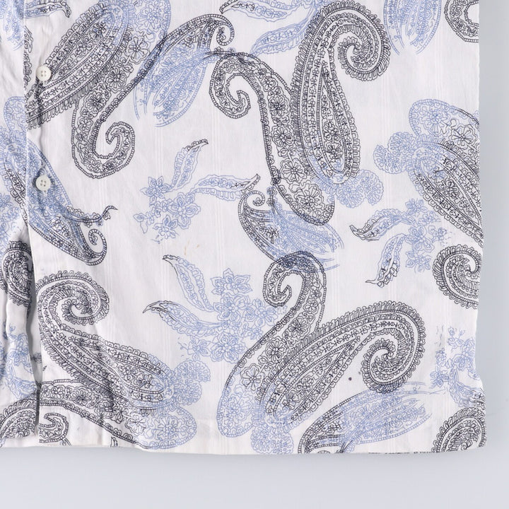 90'S Ralph Lauren CHAPS Paisley Pattern Short Sleeve Open Collar Cotton Shirt Box Shirt Men's XXL cotton white type Vintage Second Hand