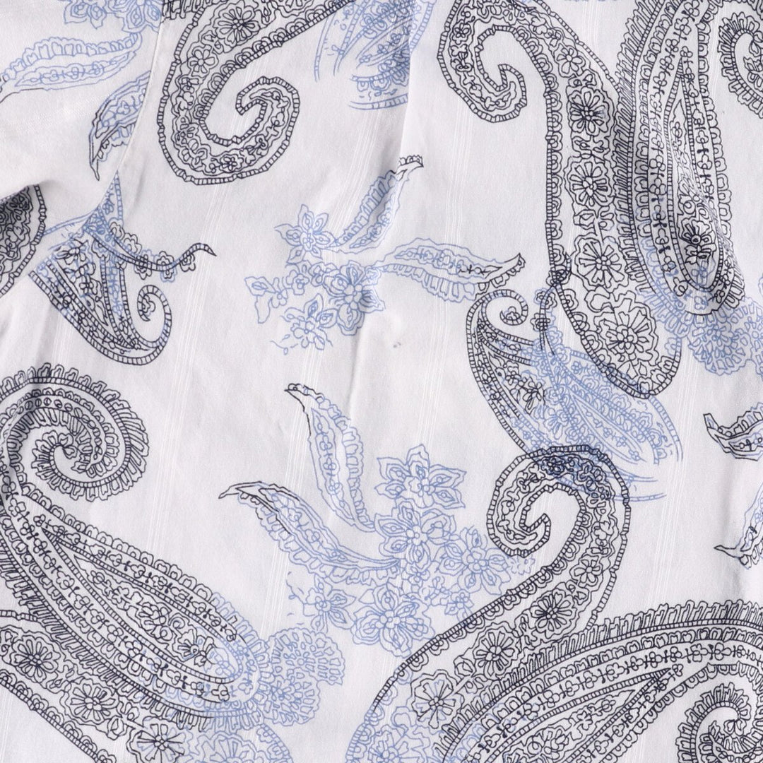 90'S Ralph Lauren CHAPS Paisley Pattern Short Sleeve Open Collar Cotton Shirt Box Shirt Men's XXL cotton white type Vintage Second Hand