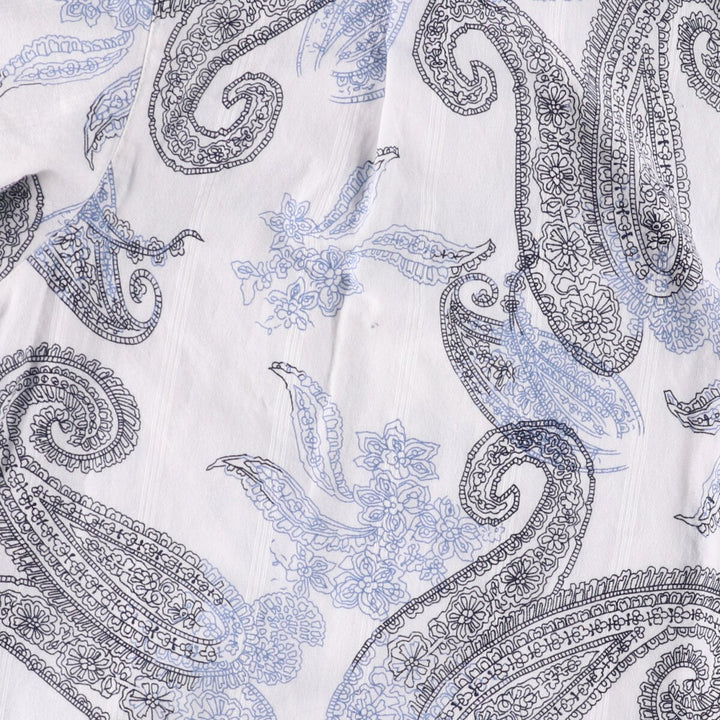 90'S Ralph Lauren CHAPS Paisley Pattern Short Sleeve Open Collar Cotton Shirt Box Shirt Men's XXL cotton white type Vintage Second Hand