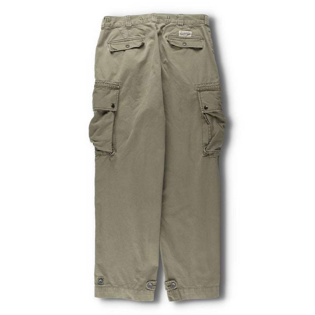 90'S Polo by Ralph Lauren M-47 type military cargo pants for men, W34 equivalent, vintage cotton Khaki type Vintage Second Hand