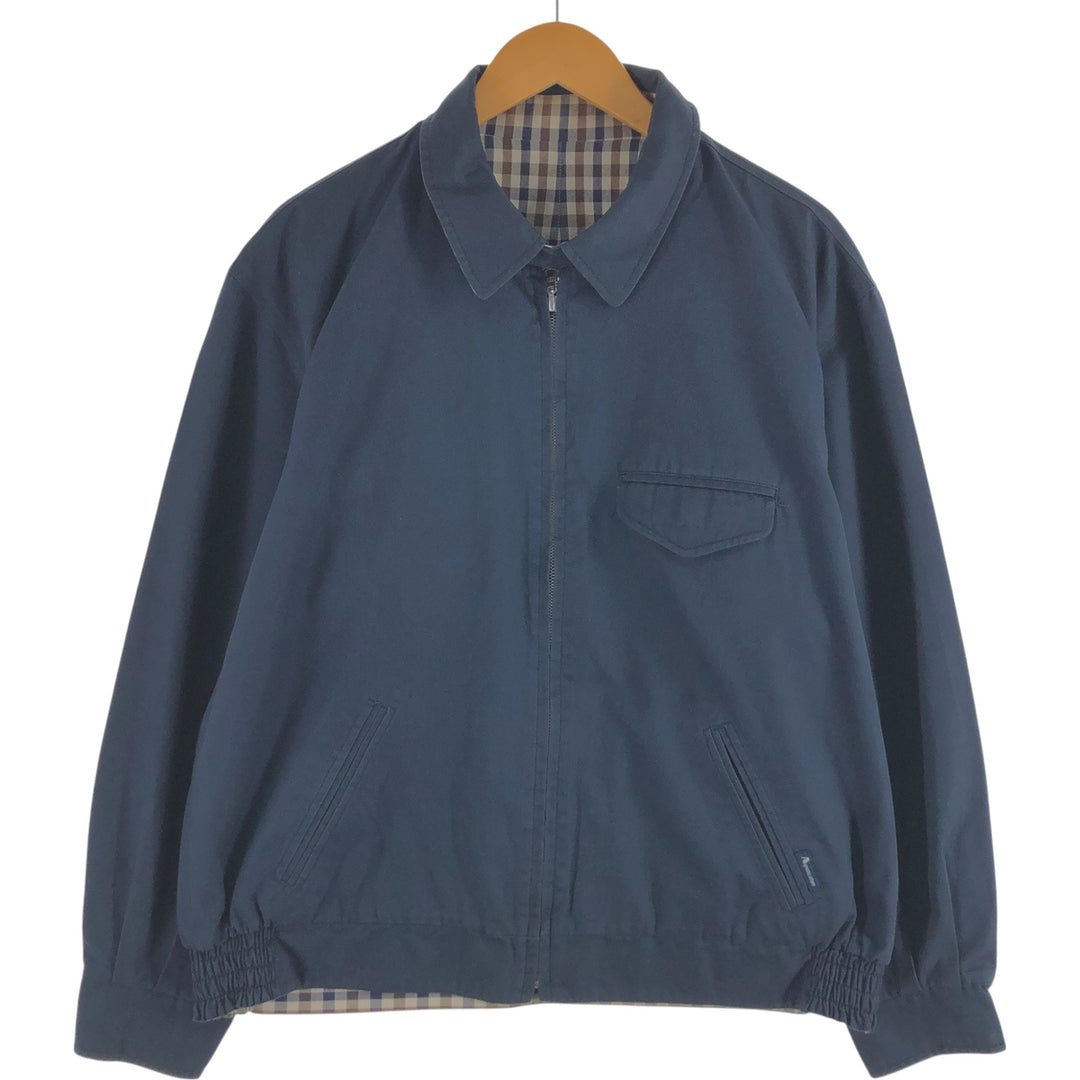 Aquascutum OF LONDON Check Pattern Reversible Swing Top Sports Jacket Made in the UK Men's Size L cotton navy blue type Vintage Second Hand