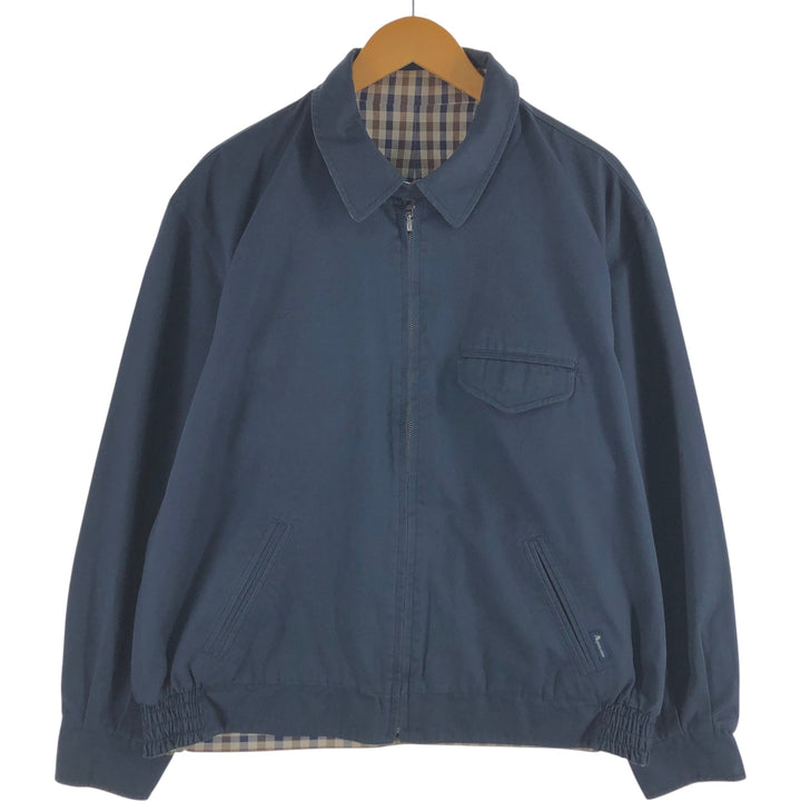 Aquascutum OF LONDON Check Pattern Reversible Swing Top Sports Jacket Made in the UK Men's Size L cotton navy blue type Vintage Second Hand