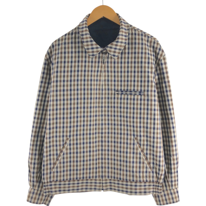 Aquascutum OF LONDON Check Pattern Reversible Swing Top Sports Jacket Made in the UK Men's Size L cotton navy blue type Vintage Second Hand