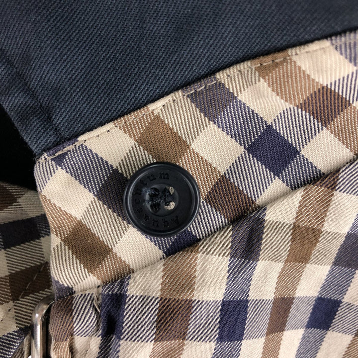 Aquascutum OF LONDON Check Pattern Reversible Swing Top Sports Jacket Made in the UK Men's Size L cotton navy blue type Vintage Second Hand