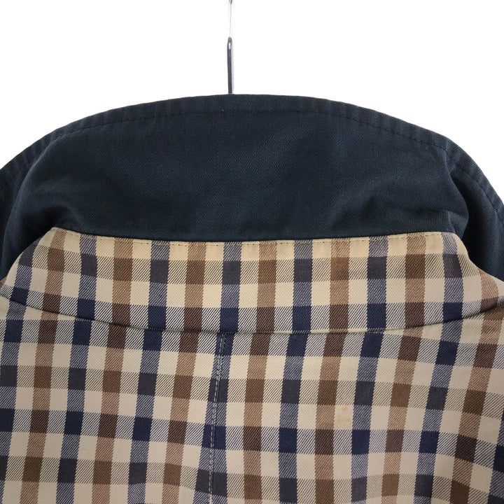 Aquascutum OF LONDON Check Pattern Reversible Swing Top Sports Jacket Made in the UK Men's Size L cotton navy blue type Vintage Second Hand