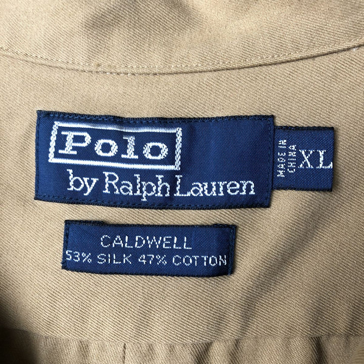 POLO by Ralph Lauren CALDWELL Short Sleeve Open Collar Silk x Cotton Shirt Box Shirt Men's XL silk brown type Vintage Second Hand