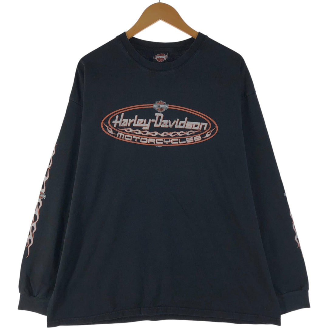 00'S Harley-Davidson Eagle Pattern Long T-shirt, Men's XXL cotton black type Vintage Second Hand