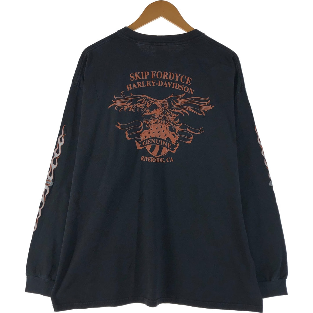 00'S Harley-Davidson Eagle Pattern Long T-shirt, Men's XXL cotton black type Vintage Second Hand