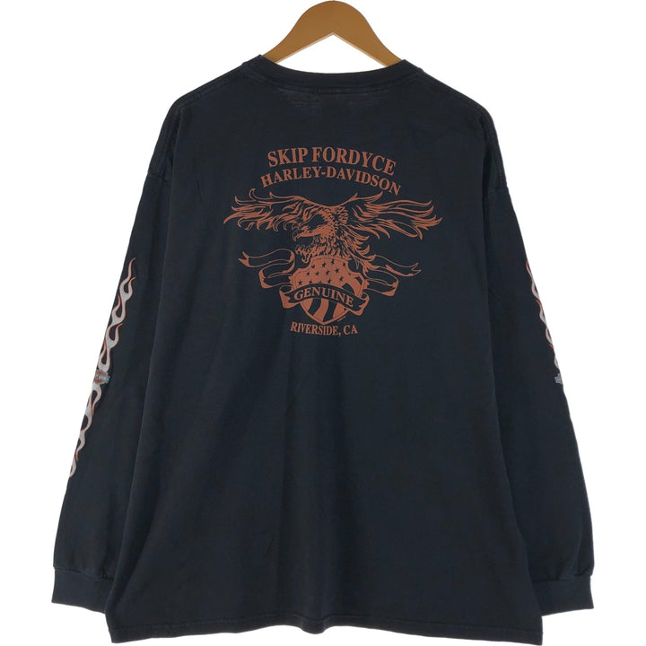 00'S Harley-Davidson Eagle Pattern Long T-shirt, Men's XXL cotton black type Vintage Second Hand