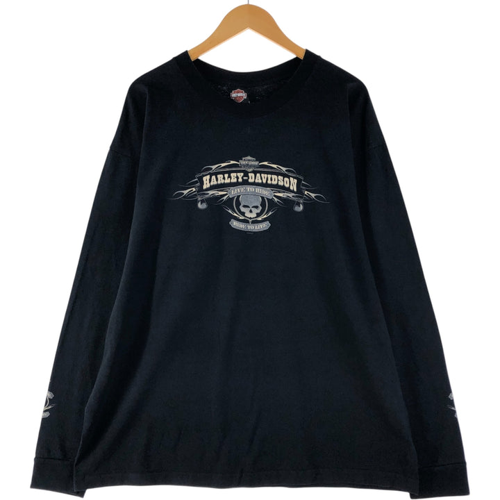 2000'S Harley-Davidson skull and eagle pattern long-sleeved T-shirt, made in the USA, men's size XXL cotton black type Vintage Second Hand