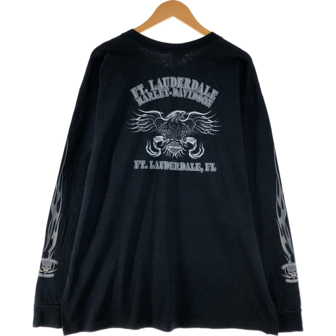 2000'S Harley-Davidson skull and eagle pattern long-sleeved T-shirt, made in the USA, men's size XXL cotton black type Vintage Second Hand